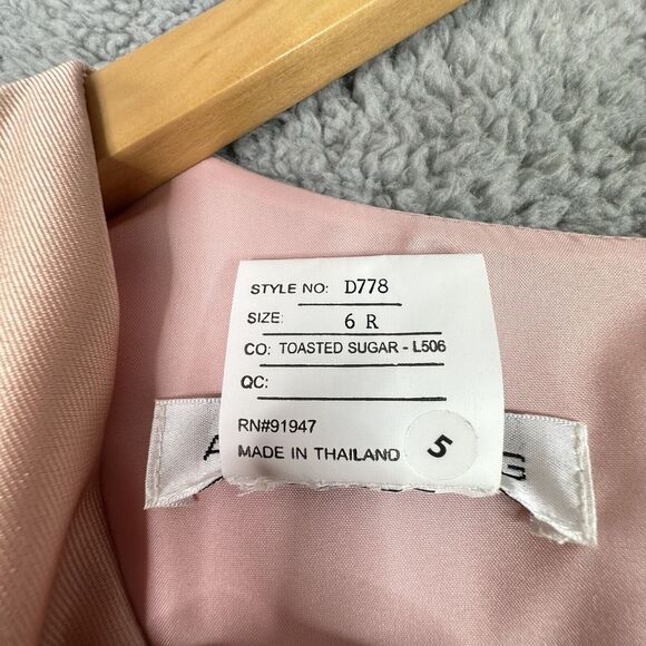 Alfred Sung Maxi Dress Gown Toasted Sugar Pink Sz 6R Satin Sleeveless V-Neck NWT - Picture 9 of 15